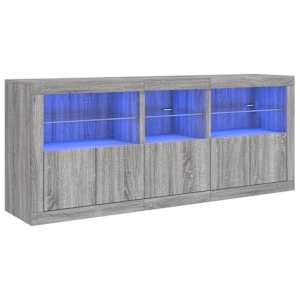 vidaXL sk&aelig;nk med LED-lys 162x35x75 cm gr&aring; sonoma-eg