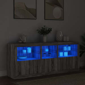 Příborník s LED osvětlením šedý sonoma 162 x 37 x 67 cm - obrázek 1