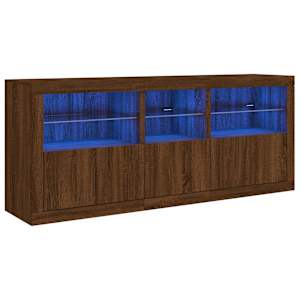 Příborník s LED osvětlením hnědý dub 162 x 37 x 67 cm - obrázek 2