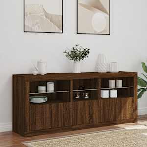 Příborník s LED osvětlením hnědý dub 162 x 37 x 67 cm - obrázek 3