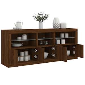 Příborník s LED osvětlením hnědý dub 162 x 37 x 67 cm - obrázek 4