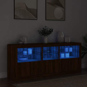 Příborník s LED osvětlením hnědý dub 162 x 37 x 67 cm