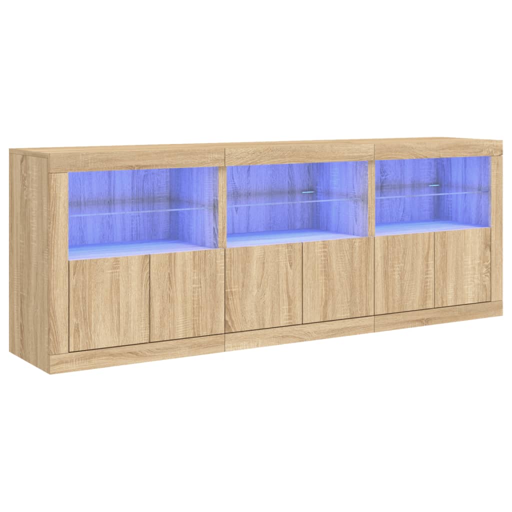 vidaXL Příborník s LED osvětlením dub sonoma 181,5 x 37 x 67 cm