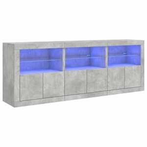 Příborník s LED osvětlením betonově šedý 181,5 x 37 x 67 cm - obrázek 2