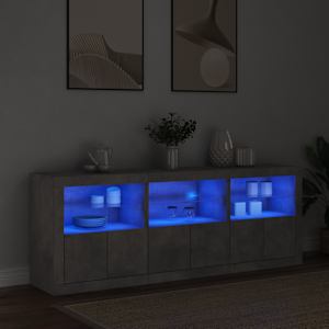Příborník s LED osvětlením betonově šedý 181,5 x 37 x 67 cm - obrázek 3