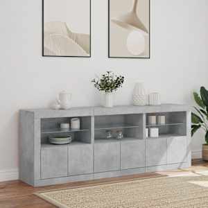 Příborník s LED osvětlením betonově šedý 181,5 x 37 x 67 cm - obrázek 4