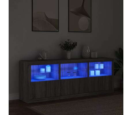 vidaXL sz&uuml;rke sonoma t&aacute;lal&oacute;szekr&eacute;ny LED-vil&aacute;g&iacute;t&aacute;ssal 181,5x37x67 cm