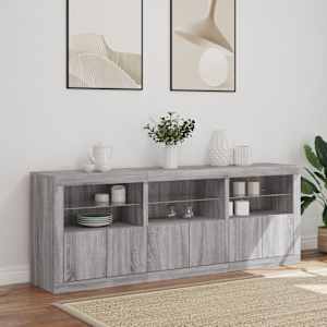 Příborník s LED osvětlením šedý sonoma 181,5 x 37 x 67 cm - obrázek 4
