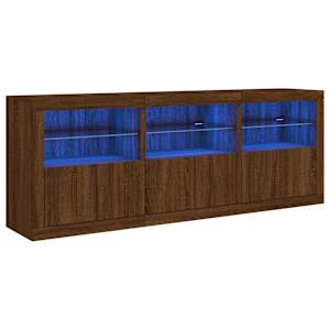 Příborník s LED osvětlením hnědý dub 181,5 x 37 x 67 cm - obrázek 2