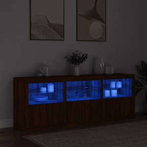 Příborník s LED osvětlením hnědý dub 181,5 x 37 x 67 cm - obrázek 3