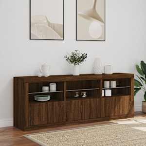 Příborník s LED osvětlením hnědý dub 181,5 x 37 x 67 cm - obrázek 4