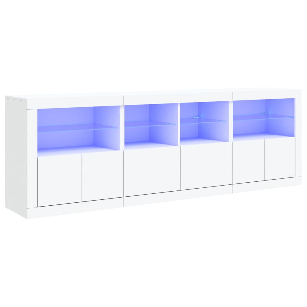 vidaXL Příborník s LED osvětlením bílý 202 x 37 x 67 cm