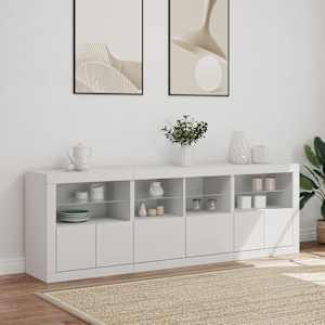 Příborník s LED osvětlením bílý 202 x 37 x 67 cm - obrázek 3