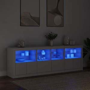 Příborník s LED osvětlením bílý 202 x 37 x 67 cm - obrázek 1