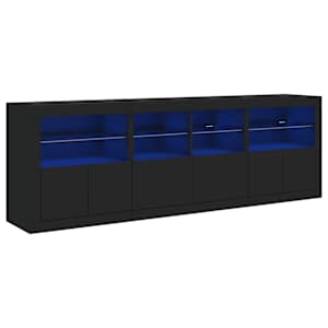 Příborník s LED osvětlením černý 202 x 37 x 67 cm - obrázek 2