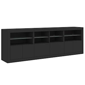 Příborník s LED osvětlením černý 202 x 37 x 67 cm - obrázek 5