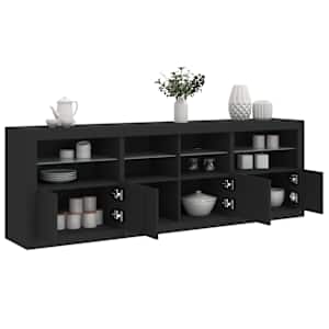 Příborník s LED osvětlením černý 202 x 37 x 67 cm - obrázek 1