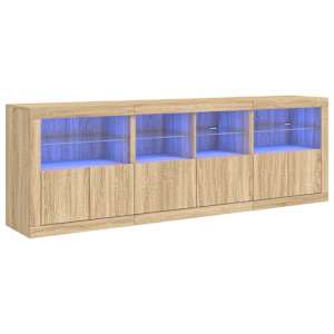 Příborník s LED osvětlením dub sonoma 202 x 37 x 67 cm - obrázek 2