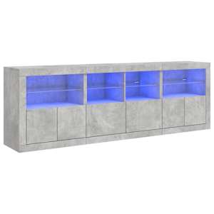 Příborník s LED osvětlením betonově šedý 202 x 37 x 67 cm - obrázek 2