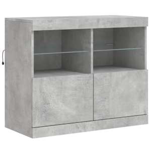 Příborník s LED osvětlením betonově šedý 202 x 37 x 67 cm - obrázek 12