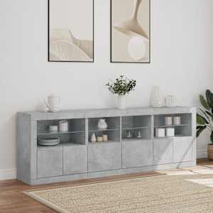 Příborník s LED osvětlením betonově šedý 202 x 37 x 67 cm - obrázek 4