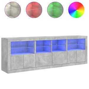 Příborník s LED osvětlením betonově šedý 202 x 37 x 67 cm - obrázek 5