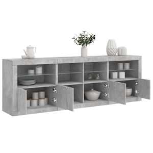 Příborník s LED osvětlením betonově šedý 202 x 37 x 67 cm - obrázek 1