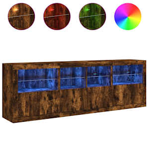Příborník s LED osvětlením kouřový dub 202 x 37 x 67 cm - obrázek 5