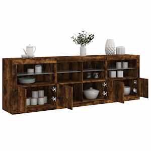 Příborník s LED osvětlením kouřový dub 202 x 37 x 67 cm - obrázek 1