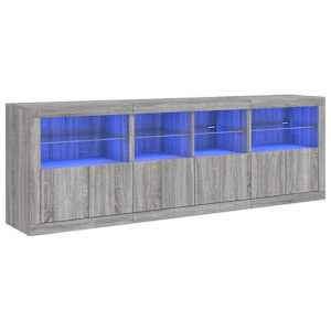 Příborník s LED osvětlením šedý sonoma 202 x 37 x 67 cm - obrázek 2