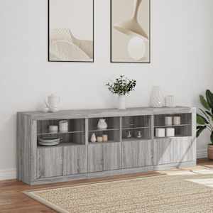 Příborník s LED osvětlením šedý sonoma 202 x 37 x 67 cm - obrázek 4