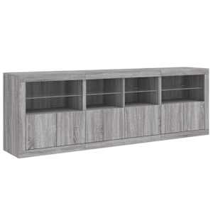 Příborník s LED osvětlením šedý sonoma 202 x 37 x 67 cm - obrázek 6