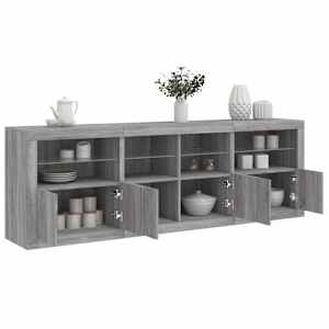 Příborník s LED osvětlením šedý sonoma 202 x 37 x 67 cm - obrázek 1
