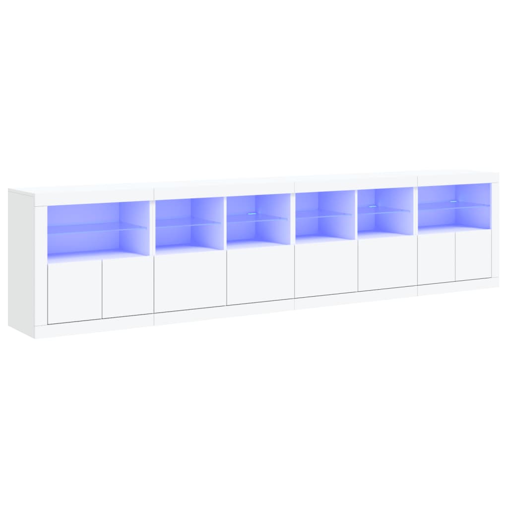 vidaXL Příborník s LED osvětlením bílý 283 x 37 x 67 cm