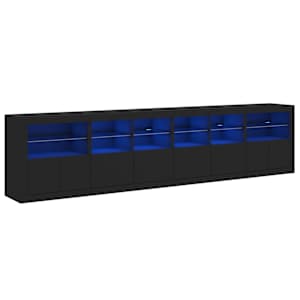 Příborník s LED osvětlením černý 283 x 37 x 67 cm - obrázek 2