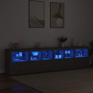 Příborník s LED osvětlením černý 283 x 37 x 67 cm - obrázek 3