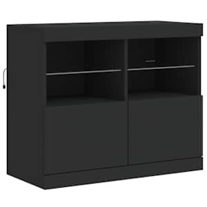 Příborník s LED osvětlením černý 283 x 37 x 67 cm - obrázek 12