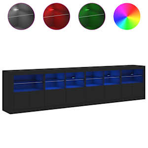 Příborník s LED osvětlením černý 283 x 37 x 67 cm - obrázek 5
