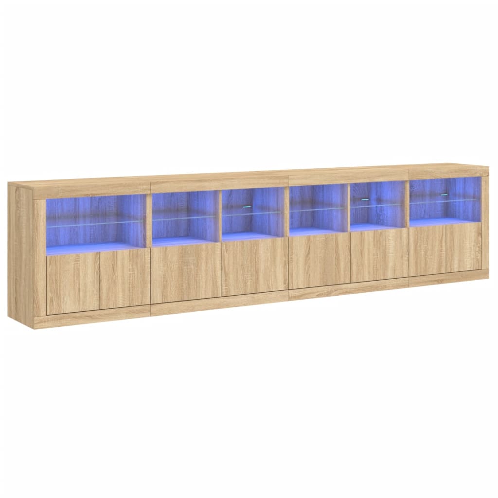 vidaXL Příborník s LED osvětlením dub sonoma 283 x 37 x 67 cm