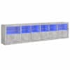 vidaXL puhvetkapp LED-tulega, betoonhall, 283 x 37 x 67 cm