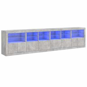 Příborník s LED osvětlením betonově šedý 283 x 37 x 67 cm - obrázek 2