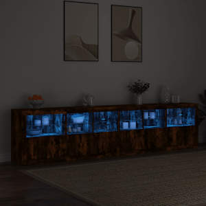 Příborník s LED osvětlením kouřový dub 283 x 37 x 67 cm - obrázek 3