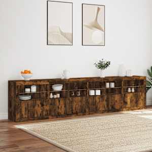 Příborník s LED osvětlením kouřový dub 283 x 37 x 67 cm - obrázek 4