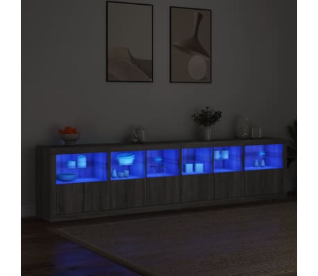 vidaXL Buffet avec lumi&egrave;res LED sonoma gris 283x37x67 cm