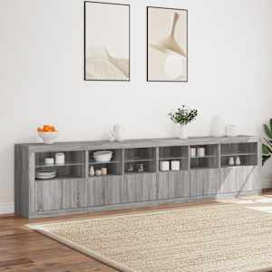 Příborník s LED osvětlením šedý sonoma 283 x 37 x 67 cm - obrázek 4