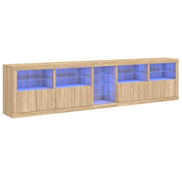 vidaXL puhvetkapp LED-tuledega, Sonoma tamm, 283 x 37 x 67 cm