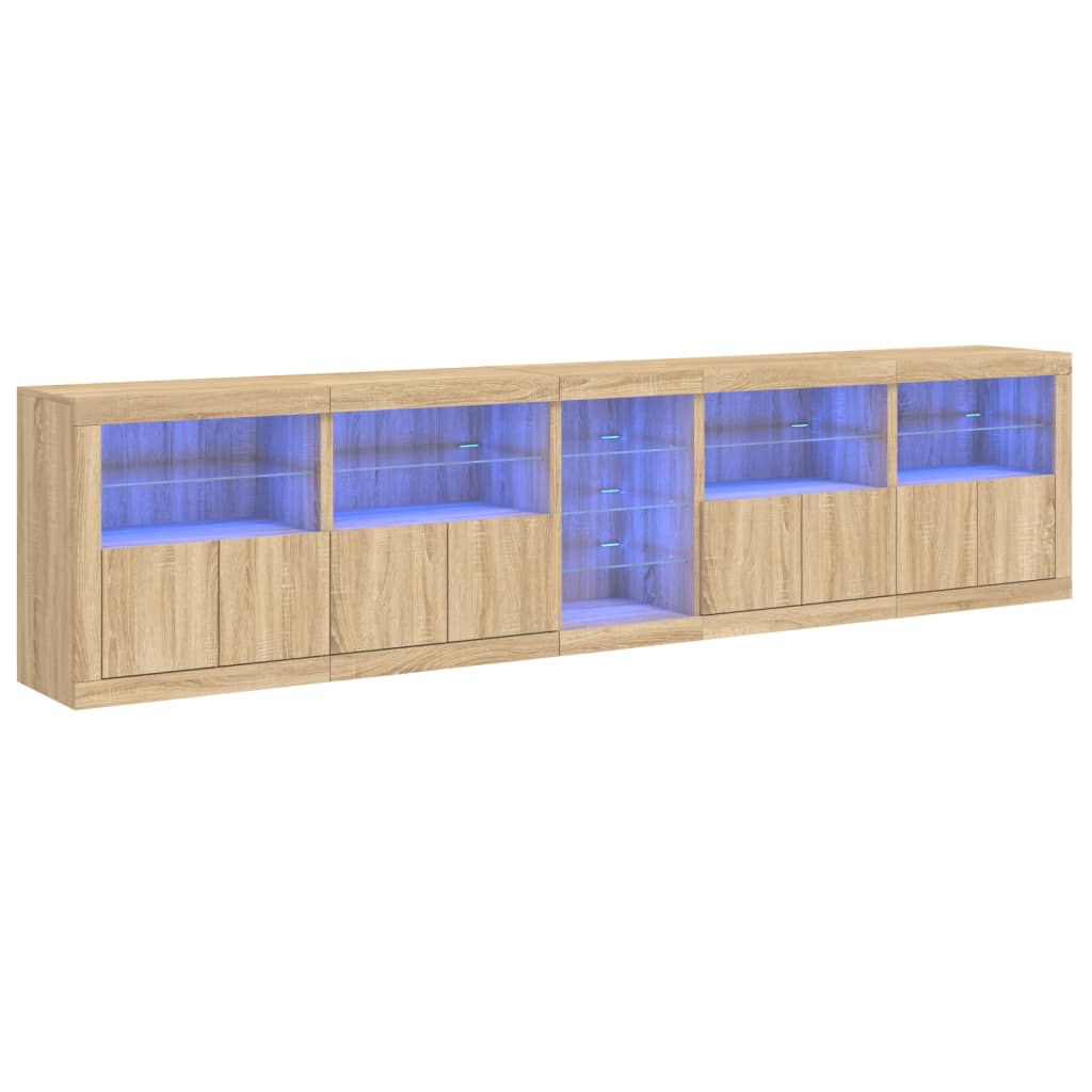 vidaXL Příborník s LED osvětlením dub sonoma 283 x 37 x 67 cm