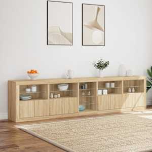 Příborník s LED osvětlením dub sonoma 283 x 37 x 67 cm - obrázek 4