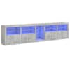 vidaXL puhvetkapp LED-tulega, betoonhall, 283 x 37 x 67 cm