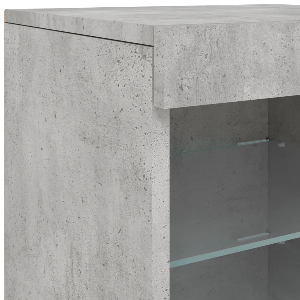 Příborník s LED osvětlením betonově šedý 283 x 37 x 67 cm - obrázek 15